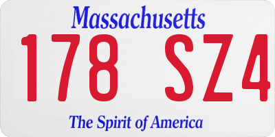 MA license plate 178SZ4