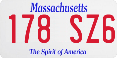 MA license plate 178SZ6