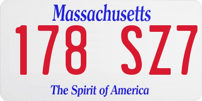 MA license plate 178SZ7