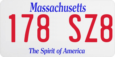 MA license plate 178SZ8