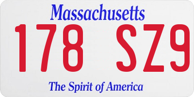MA license plate 178SZ9