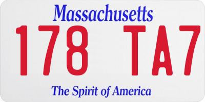 MA license plate 178TA7