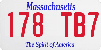 MA license plate 178TB7