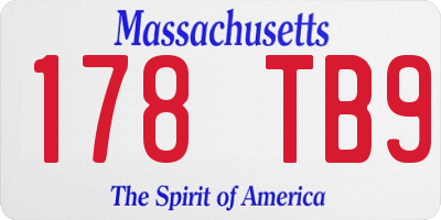 MA license plate 178TB9