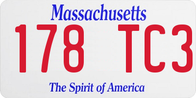 MA license plate 178TC3