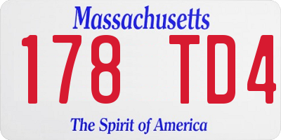 MA license plate 178TD4