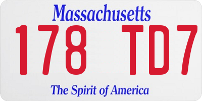 MA license plate 178TD7