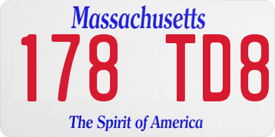 MA license plate 178TD8