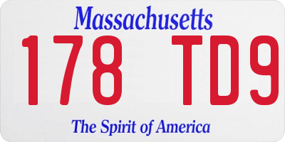 MA license plate 178TD9