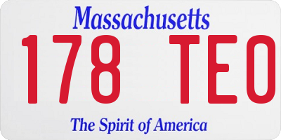 MA license plate 178TE0
