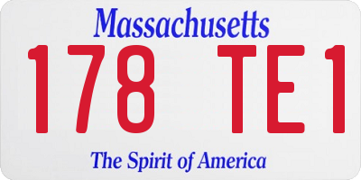 MA license plate 178TE1