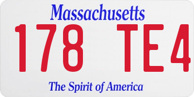 MA license plate 178TE4