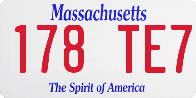 MA license plate 178TE7