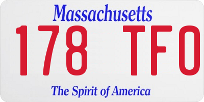 MA license plate 178TF0