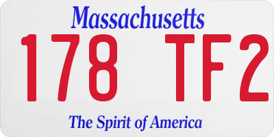 MA license plate 178TF2