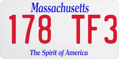 MA license plate 178TF3