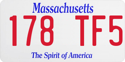MA license plate 178TF5