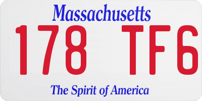 MA license plate 178TF6