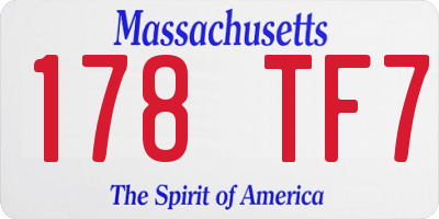 MA license plate 178TF7