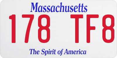 MA license plate 178TF8