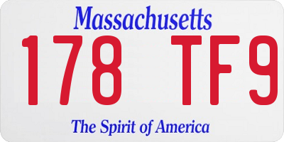 MA license plate 178TF9