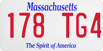 MA license plate 178TG4