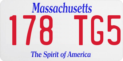 MA license plate 178TG5