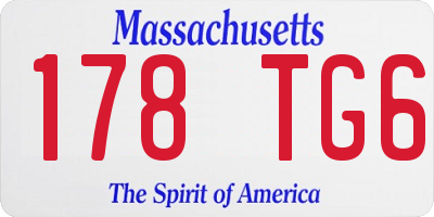 MA license plate 178TG6