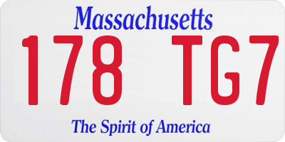 MA license plate 178TG7