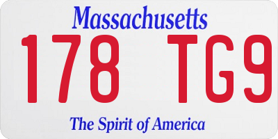MA license plate 178TG9