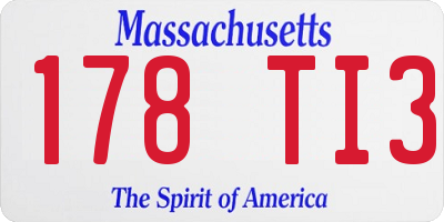 MA license plate 178TI3