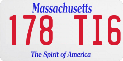 MA license plate 178TI6