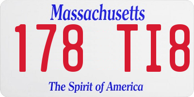 MA license plate 178TI8
