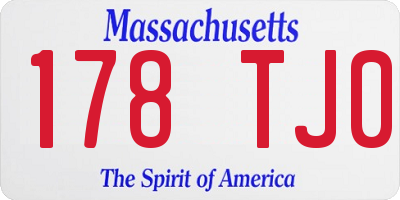 MA license plate 178TJ0