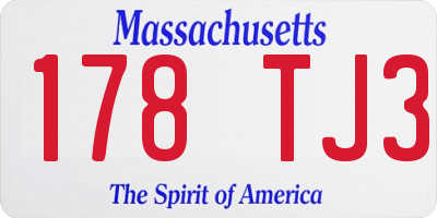MA license plate 178TJ3