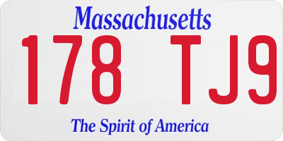 MA license plate 178TJ9