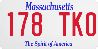 MA license plate 178TK0