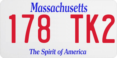 MA license plate 178TK2