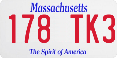 MA license plate 178TK3