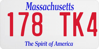 MA license plate 178TK4
