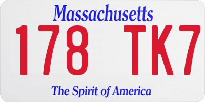 MA license plate 178TK7