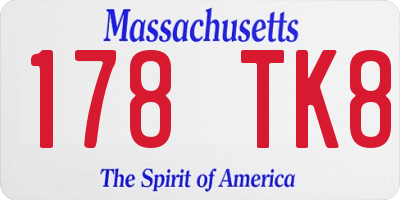 MA license plate 178TK8