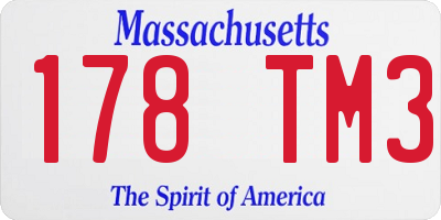 MA license plate 178TM3