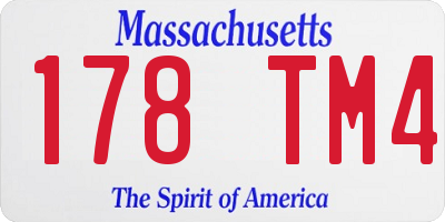 MA license plate 178TM4