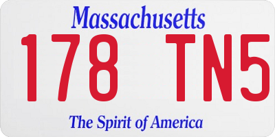 MA license plate 178TN5