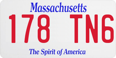 MA license plate 178TN6