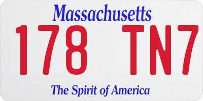 MA license plate 178TN7