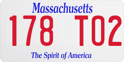 MA license plate 178TO2