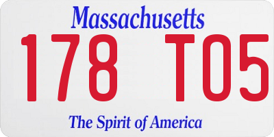 MA license plate 178TO5