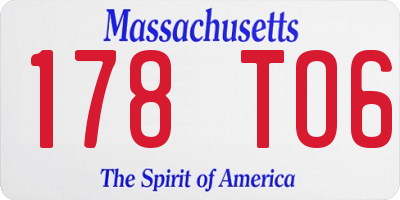 MA license plate 178TO6